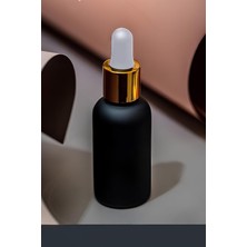 Karahanbey 30 ml Mat Siyah Cam Damlalıklı Serum Şişesi 30 cc Renkli Metal Kapaklı Dropper Cam Şişe 1 Adet (Gol