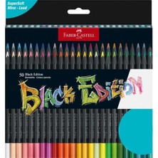 Larskas Faber-Castell 116450 - Renkli Kalemler Blackwood, Black Edition, 50'li Kutu, Parlak Renkler, Yumuşak Çizgili, Siyah Ahşap