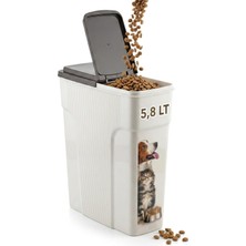 Karahanbey Mama Saklama Kabı, 5.8 Lt, Kedi ve Köpek Için, Hava Geçirmez Kapaklı, Bpa Içermez, 25X10X30.8 cm