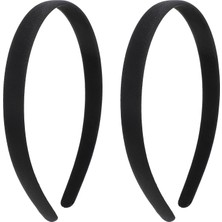 Karahanbey 2 Adet Saten Saç Bandı, 1,5 cm Siyah Geniş Saç Bandı, Ince Saten Saç Bandı, Sade Saç Bandı, Kendin