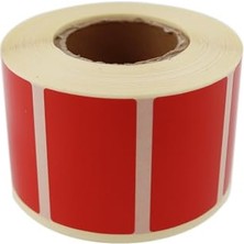 Larskas Kuşe Kırmızı Renk Baskılı Etiket 50MM x 30MM Ölçülerinde 1000 Adet 40MM Kuka Çapında Kendinden Yapışkanlı Rulo Etiket (Kırmızı)
