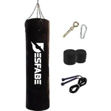 Larskas Boxing  120X32 cm Zincirli Boks Kum Torbası Siyah+Askı Aparatı+El Bandajı+Atlama Ipi
