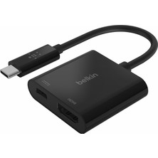 Karahanbey Belkin Usb-C-Hdmi Adaptörü Şarj Cihazı AVC002BTBK,4K UHD Videoyu, Bağlı Cihazlar Için 60 W’a Kadar