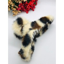 Karahanbey Leopar Tüylü Peluş Kıskaçlı Mandal Toka Saç Tokası (1 Adet) Kahverengi 1 Tek Ebat