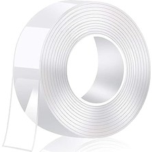 Larskas Orret Home Çift Taraflı Nano Bant Extra Güçlü Yeniden Kullanılanilir Silikon Bant Şeffaf 1 Metre