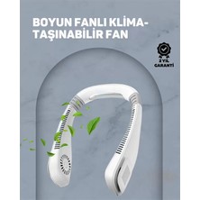 Nemere İthalat USB Şarjlı Giyilebilir Fan | 5 Kademeli Rüzgar Hızı, Sessiz Turbo Soğutma, 360° Hava Sirküla