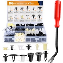 Larskas 166 Pcs Car Retainer Clips &screw Grommets - 12 Most Popular Sizes & Applications For Gm, Toyota, Honda, Nissan, Mazda - Bonus Fastener Remover