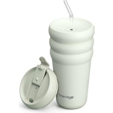 Larskas 3 Bubble Two-Cap Straw Tumbler Çelik Termos 600 Lilitre Lightest Sky ST-247