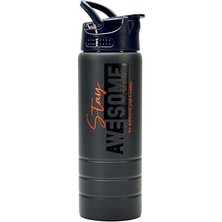 Larskas Paslanmaz 304 Çelik Matara Pipetli Motivasyon Matarası Suluğu 304 Çelik Suluk Füme 750 ml 1156