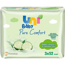 Karahanbey Uni Baby Pure Comfort Bebek Losyonlu ve Salatalık Özlü 3X52, Islak Mendil