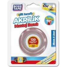 Karahanbey Boss Tape Seffaf Çift Tarafli Akrilik Montaj Bandi, 18 mm x 2 M, Kirmizi