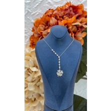 Livora Jewelry 925 Ayar Gümüş Zirkon Taşlı Dört Yapraklı Yonca Su Yolu Kadın Kolye