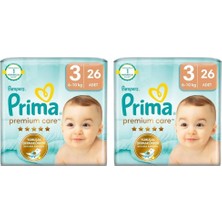 Karahanbey Prima Bebek Bezi Premium Care 3 Numara 26 Adet 2li Paket