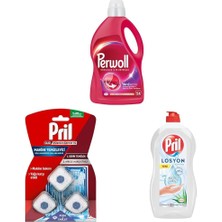 Karahanbey Perwoll Geliştirilmiş Renkli + Pril Duo Power Experts Kirece Karşı Etkili 3 Tablet + Pril Losyon Al