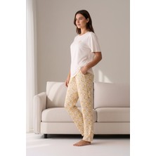 Pijapia Kadın Kısa Kollu Likralı Pijama Takımı Mavi