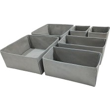 Larskas 6'lı Gri Çekmece Içi Düzenleyici Organizer Set - Çok Amaçlı Dolap Içi Kutu Seti