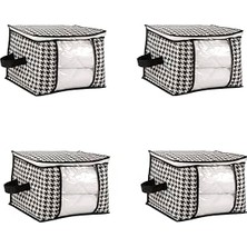 Larskas 4 Adet Lüks Pencereli Çok Amaçlı Dolap Düzenleyici Hurç Çorap Hurcu 34 x 22 x 22 cm (Siyah)