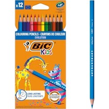 Larskas Bıc Kids Evolution Kuru Boya Kalemi, 12'li Kutu, Kıymık Oluşturmaz, Çiğnemeye Karşı Dayanıklı, Kolay Açılır