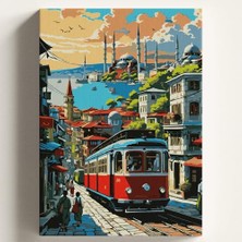 Larskas Sayılarla Boyama Tuval Hobi Seti Istanbul Temalı Fırça ve Boya Dahil Set (Çıtalı) 50X70 cm Kendin Yap Sayılarla Tuval Boya Kiti (Kasnaklı)