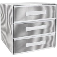 Larskas Katlanabilir Üç Çekmeceli Dolap Düzenleyici Çamaşır Organizeri Takı Kutusu Gardrob Kumaş Düzenleyici 32X32X32CM (1)