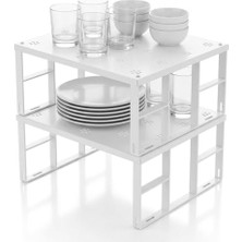 Larskas Deconox Büyük Boy Metal Dolap Içi Düzenleyici Raf - Mutfak ve Banyo Ekstra Geniş Organizer, Beyaz, 31.5X27.5 Cm, 1 Adet