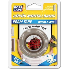 Karahanbey Boss Tape Çift Tarafli Köpük Aksesuar Montaj Bandi 5 Kg, 19 mm x 2 Metre Boyut