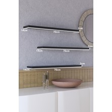 Empressco Şık 70 cm 3'lü Mat Siyah Mdf Uçan Duvar Rafı Gizli Bağlantı Kitaplık