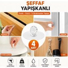 LUXMON Dolap Çekmece Kapak Şeffaf Kristal Kendinden Yapışkanlı Kulp Askı 4 Adet