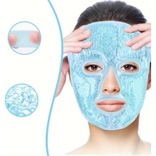 AyrStore Buğz Terapi Jel Yüz Maskesi Soğuk ve Sıcak Boncuklu Ayarlanabilir Maske (Mavi)
