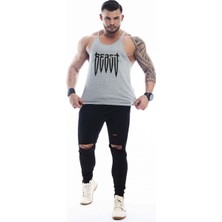 Ghedto Erkek Gri Beast Gym Fitness Tank Top Sporcu Atleti