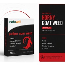 Natuwell Horny Goat Weed 30 Tablet Takviye Edici Gıda İçeriği: Maca, Panax Ginseng, Tribulus Terrestris