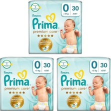 Karahanbey Prima Bebek Bezi Premium Care 0 Numara 30 Adet 3lü Paket