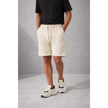 Polo State Erkek Ekru Basic Lastikli Bağcıklı Regular Fit Şort