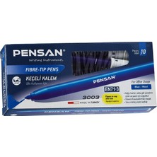 Pensan 3003 Ofis Tipi Keçeli Kalem 10'lu Kutu Mavi