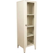 Alfafonet Ziglat Serisi Kilitli Metal Home Office Dolabı Cam Kapaklı Mat Beyaz 450x1500x450 mm