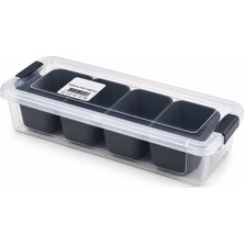 Neu Home 35X7CM Şeffaf Kutu - Siyah Bölme Dikdörtgen Bölmeli Saklama Kab (5486)