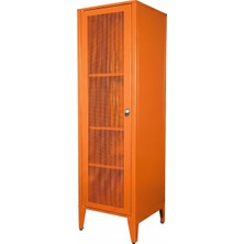 Alfafonet Ziglat Serisi Kilitli Metal Home Office Dolabı %70 Perfore Kapaklı Turuncu 450x1500x450 mm