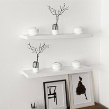 Empressco Şık Beyaz Uçan Duvar Rafı Çift Set, Modern ve Kullanışlı Tasarım