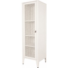 Alfafonet Ziglat Serisi Kilitli Metal Home Office Dolabı %70 Perfore Kapaklı Mat Beyaz 450x1500x450 mm