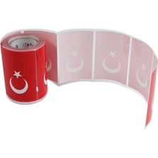 MarkEntegra Türk Bayrağı Etiketi, Kuşe Rulo, 90MM x 60MM, 300 Adet