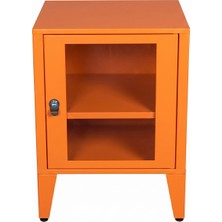 Alfafonet Ziglat Serisi Kilitli Metal Home Office Dolabı Cam Kapaklı Turuncu 450x600x450 mm
