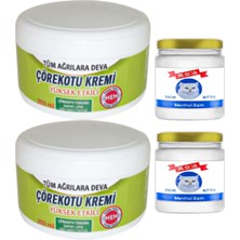 Bezos 2 Adet Çörek Otu Kremi Büyük Xlboy 200 ml Green + 50 ml Snow Kitten Krem / Diz Dirsek Iskelet Sırt Bel Kas Agrilarina Masaj Seti
