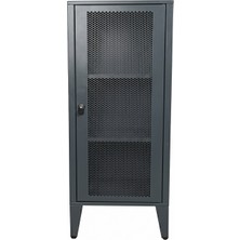 Alfafonet Ziglat Serisi Kilitli Metal Home Office Dolabı %70 Perfore Kapaklı Antrasit Gri 450x1050x450 mm