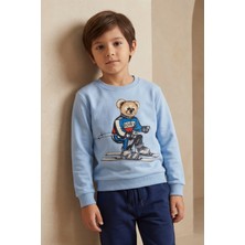 Bony Socks Çocuk Snowboard Teddy Desenli Eşofman Takımı Mavi