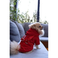 Empressco Kırmızı Tasmalı Köpek ve Kedi Iç Mekan Montu, Rahat ve Şık Tasarım