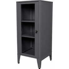 Alfafonet Ziglat Serisi Kilitli Metal Home Office Dolabı Cam Kapaklı Antrasit Gri 450x1050x450 mm