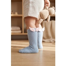 Bony Socks Bebek Kanat Aksesuarlı Dizaltı Çorap Mavi
