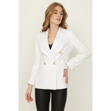 Select Moda Kadın Pembe Gold Düğmeli Blazer Ceket
