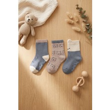 Bony Socks Bebek Sevimli Ayıcık Desenli 3'lü Havlu Soket Çorap