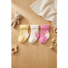 Bony Socks Kız Bebek 3'lü Havlu Soket Çorap Pembe-Beyaz-Sarı